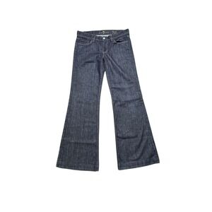 7 For All Mankind Ginger Flare Jeans Y2K Low Rise Sz 29 Dark Wash Blue USA Made‎
